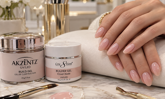 Builder Gel and BIAB nails with Cre8tion and Akzentz products at Nail Bar Ottawa