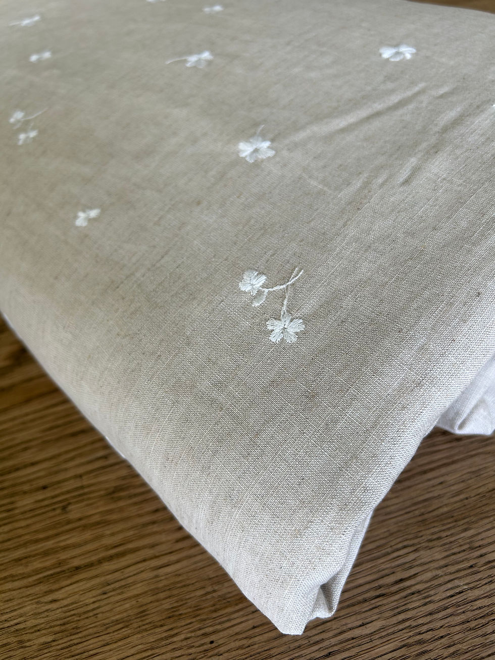 Thumbnail: Linen Blend Tan with Embroidery 