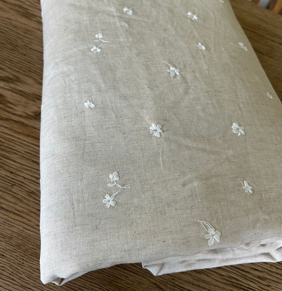 Thumbnail: Linen Blend Tan with Embroidery 