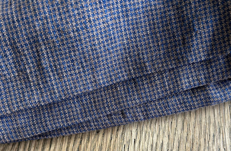 Thumbnail: 100% linen brown/navy check (sold by half yards) 