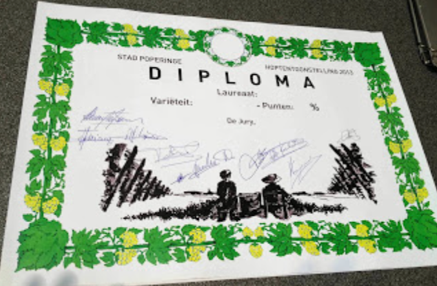 Certificado a ser entregue para os melhores lúpulos da região, com o aval de todos os juízes. Foto: Gabriela Montandon.