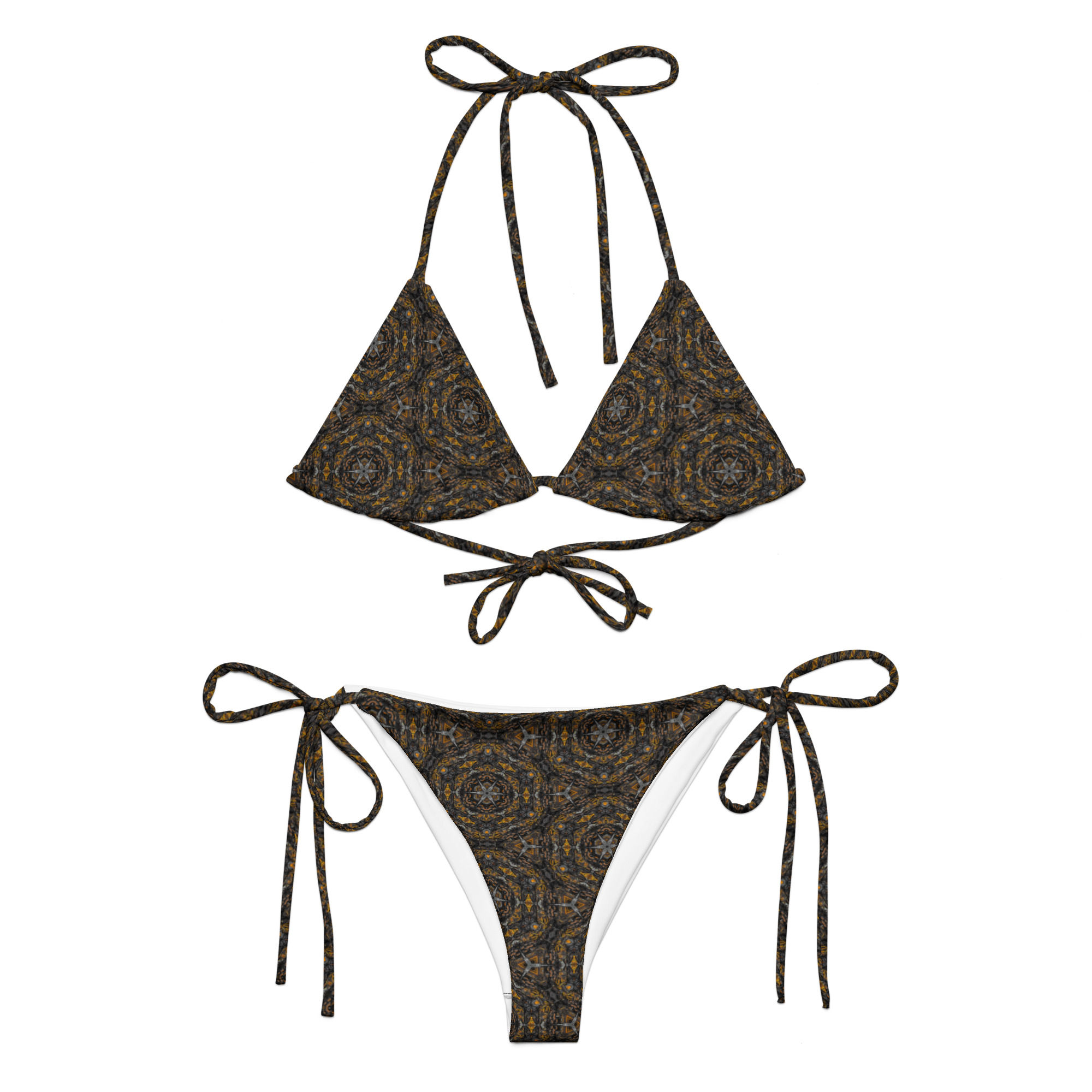 'Egypt' All-over print recycled string bikini