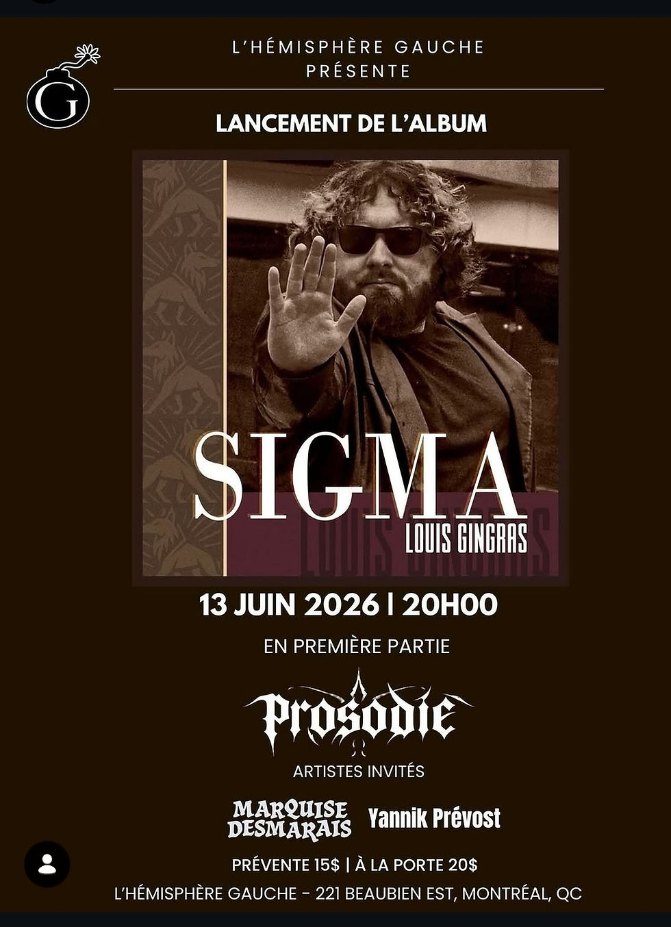 Louis Gingras - SIGMA Album Launch