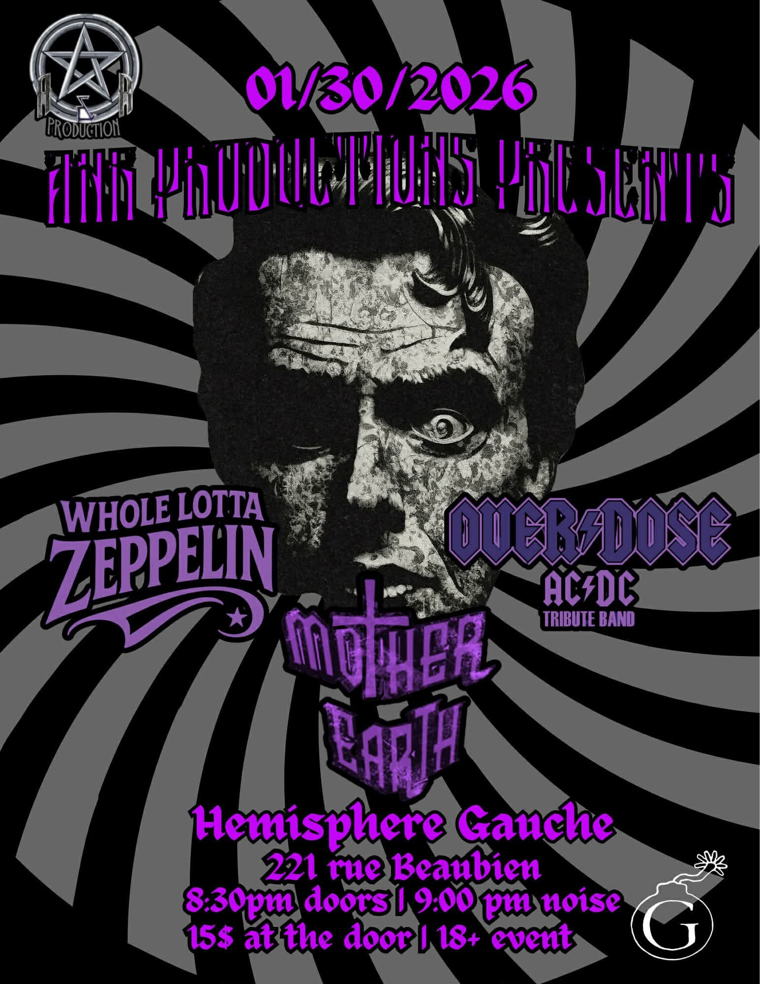 Whole Lotta Zeppelin/Overdose/ Mother Earth Jan 30th @Hemisphere Gauche ...