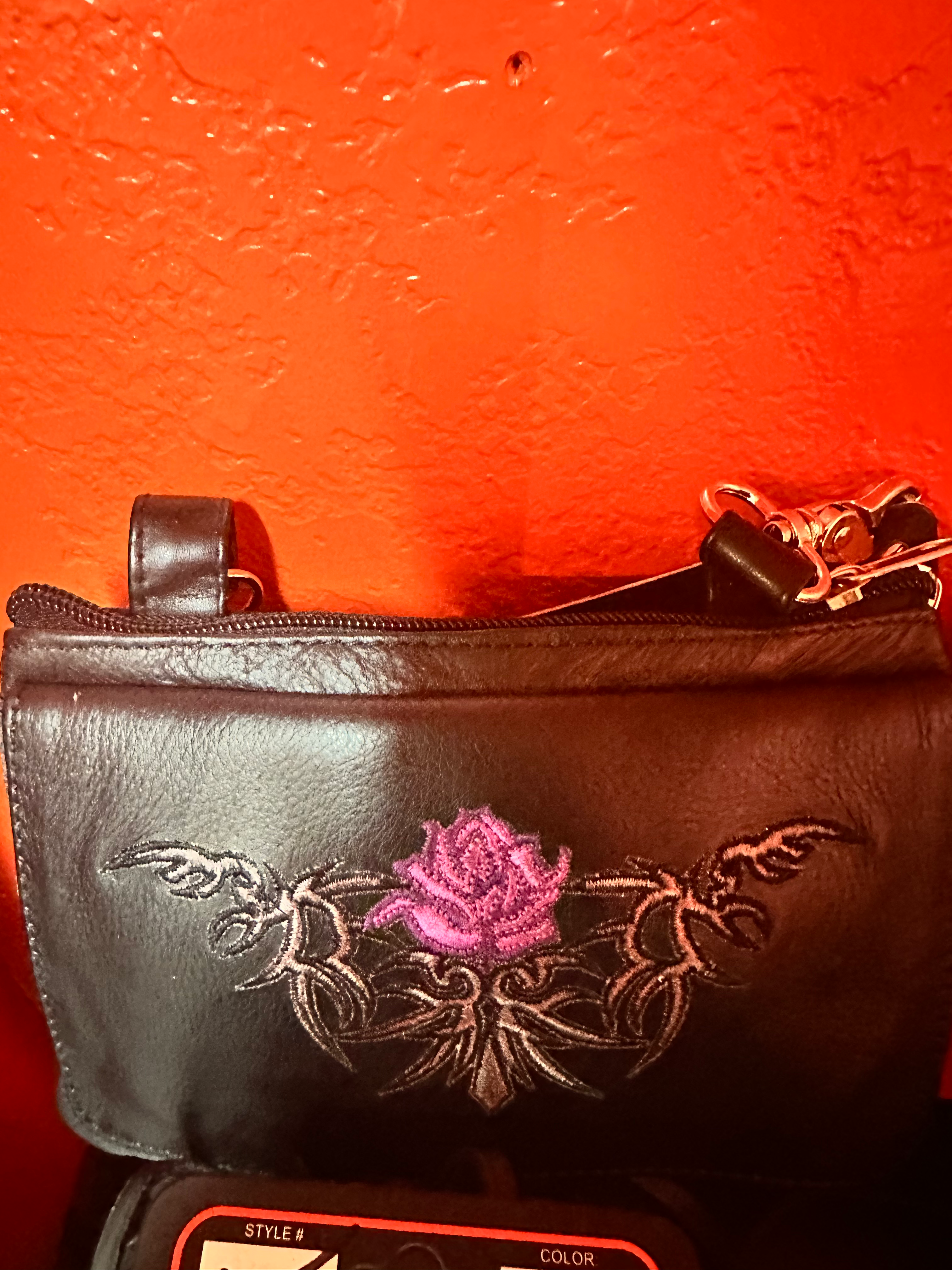 Clip on purse purple rose