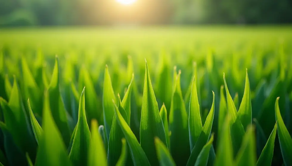 Close-up view of healthy green crops in a field