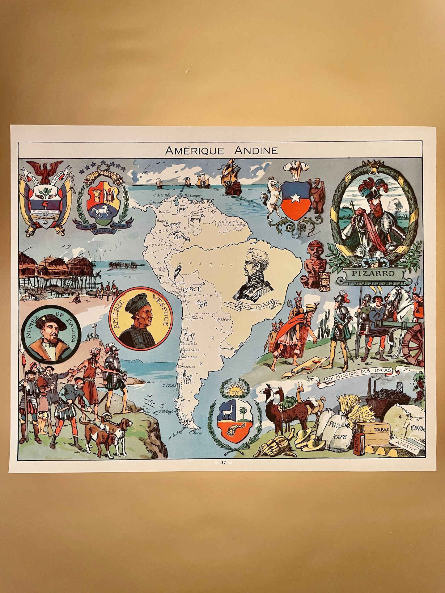 Carte illustrée sur l'Amérique Andine