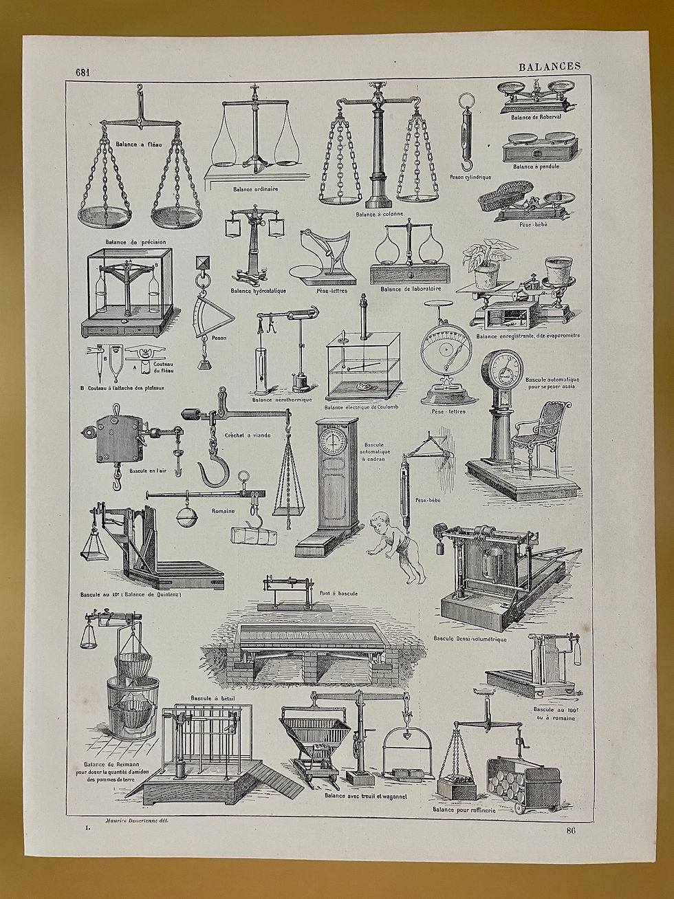 Ancienne gravure sur les balances