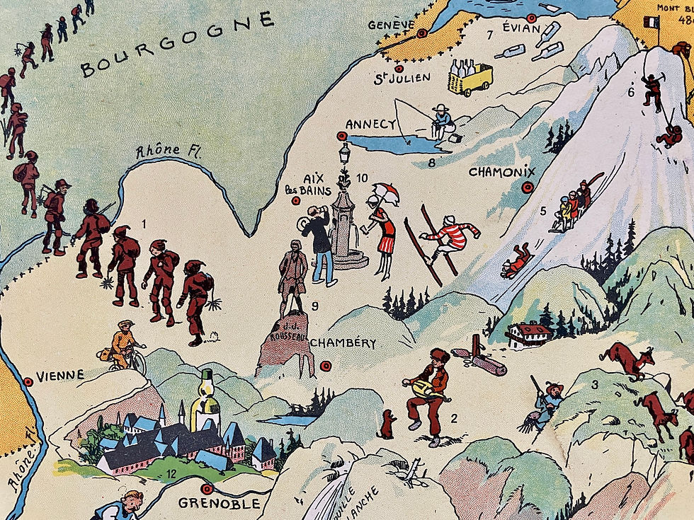 Miniature : Ancienne carte illustrée de la Savoie et du Dauphiné