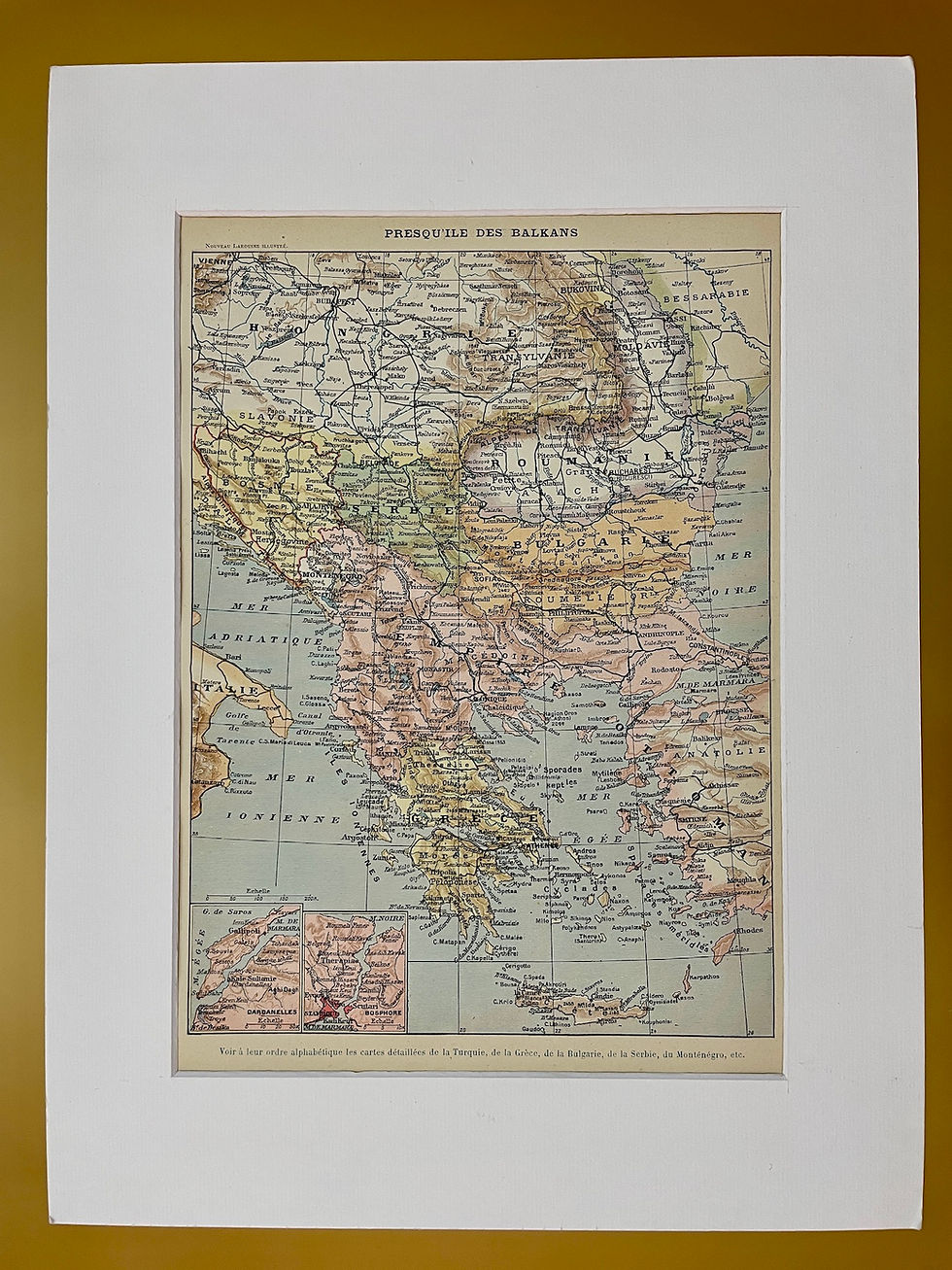 Miniature : Ancienne gravure et carte sur les Balkans - Recto/Verso