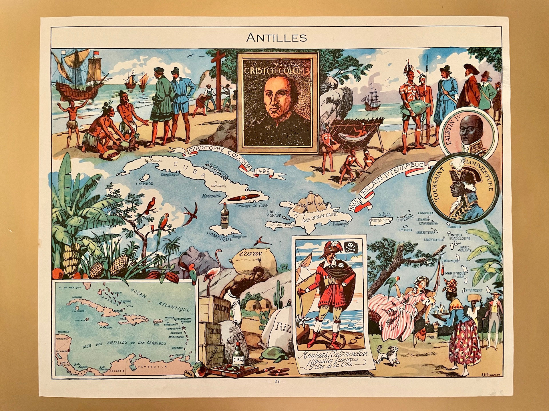 Carte illustrée sur les Antilles