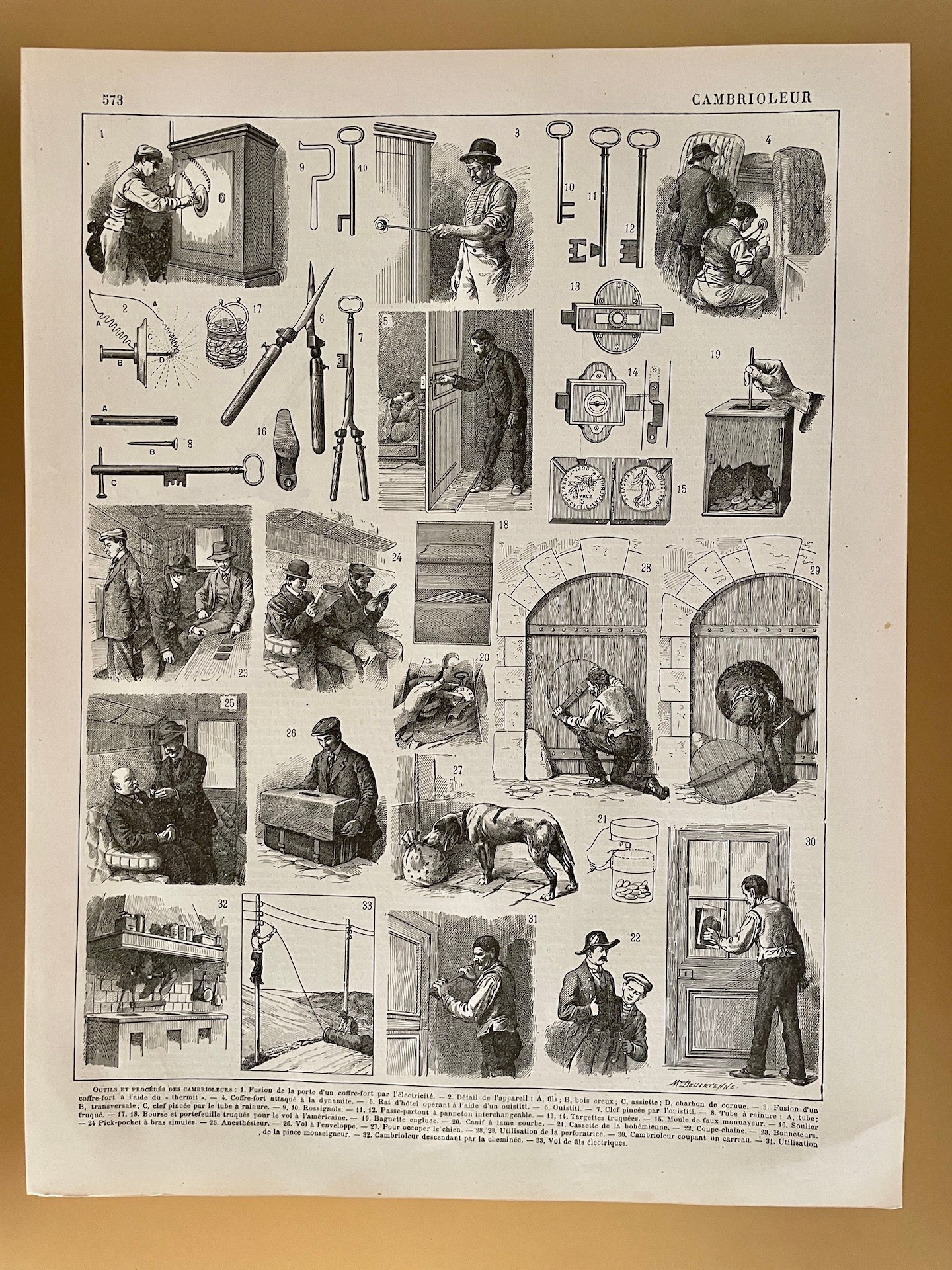 Ancienne gravure sur le cambrioleur