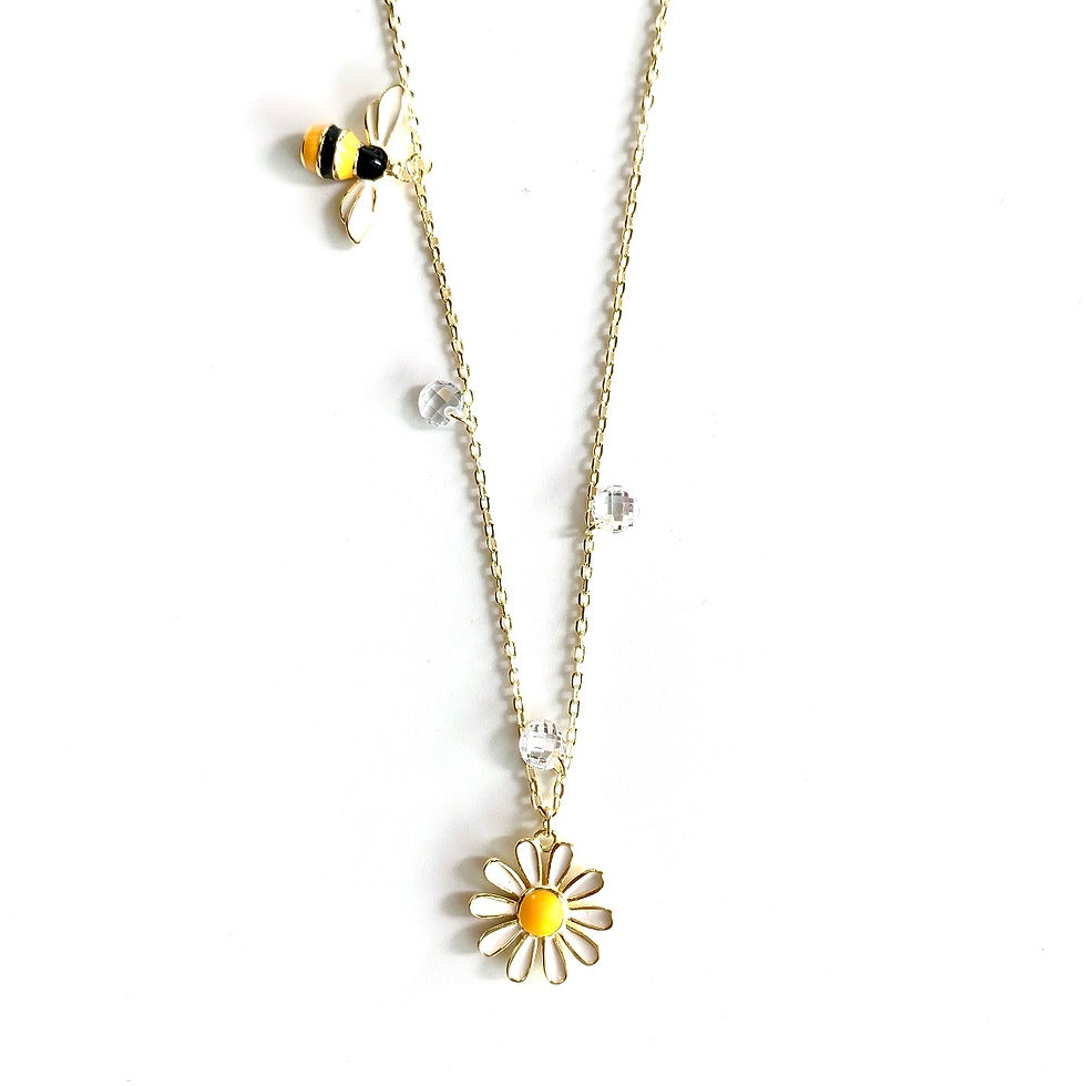 Thumbnail: Lovely Daisy Bee Pendant Necklace Chain