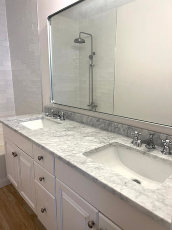 master bathroom remodel Charlotte NC white vanity