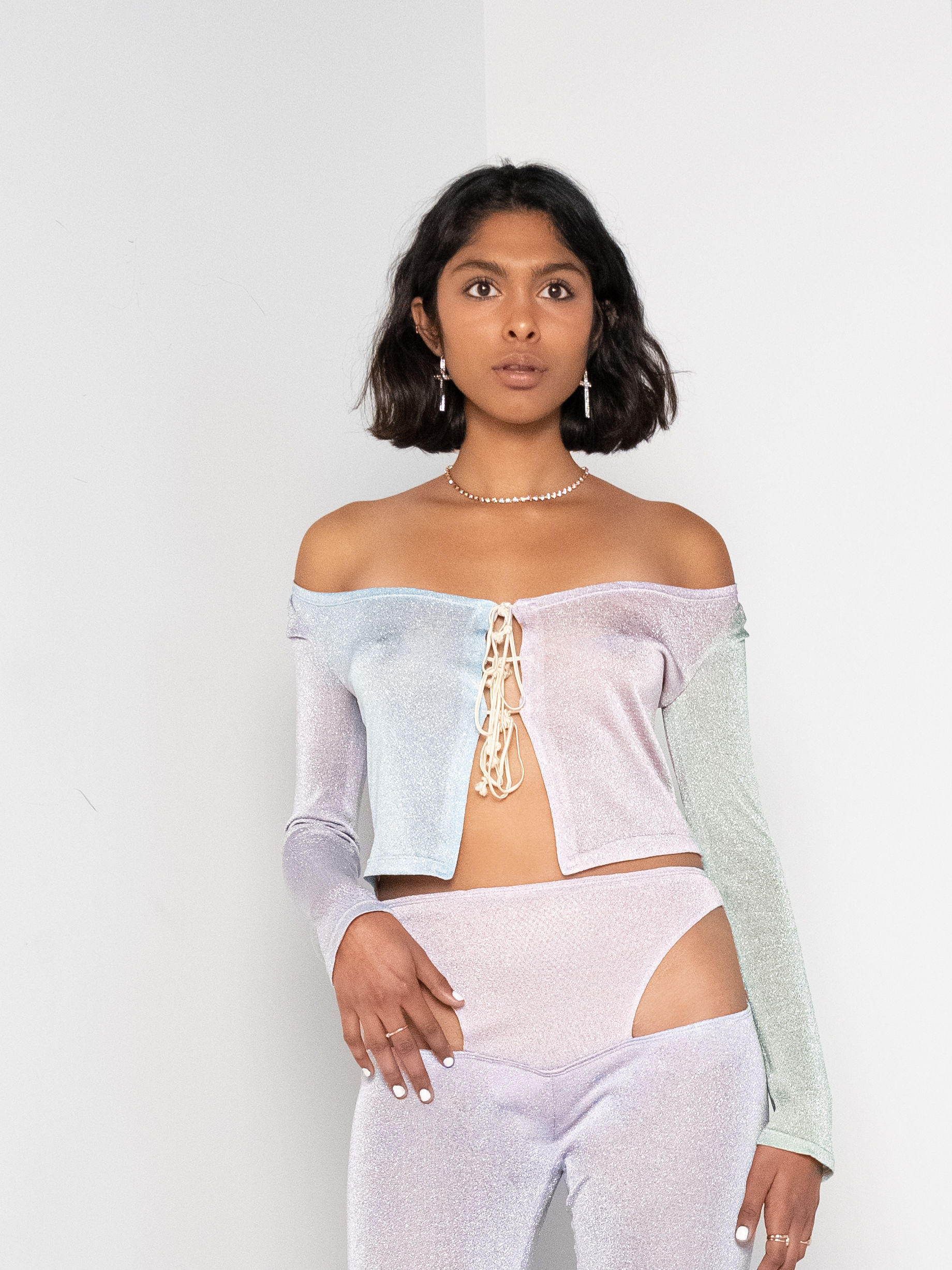 Mia Sparkly Front Tie Top