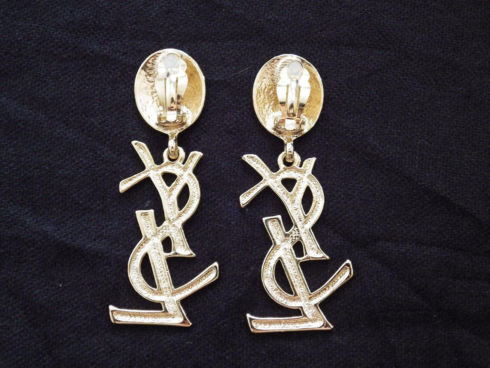 Thumbnail: Boucles d'oreilles Yves Saint Laurent logo YSL circa 1980/YSL earrings