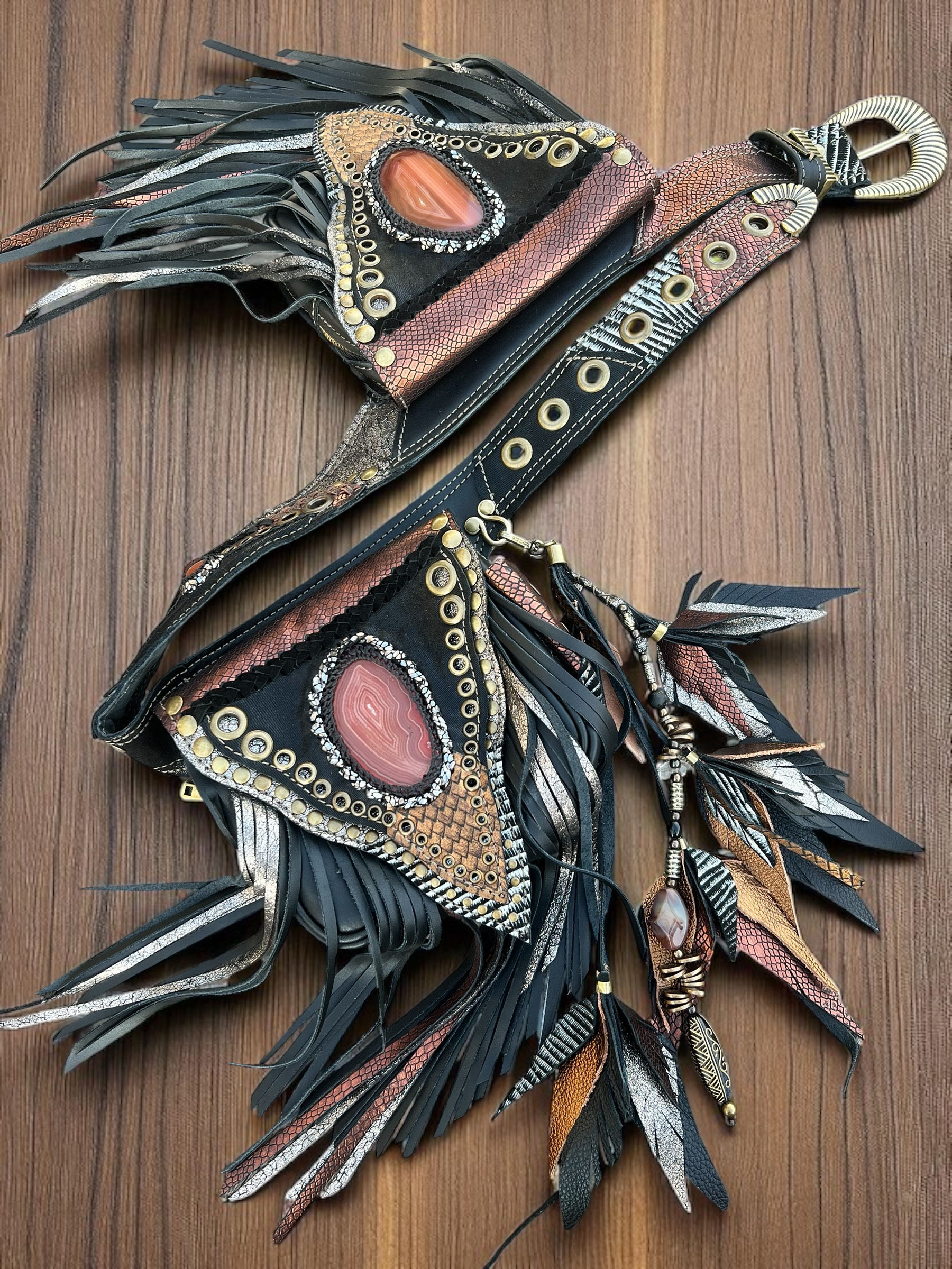 Carol Festival Pocket Belt  with removable fringe