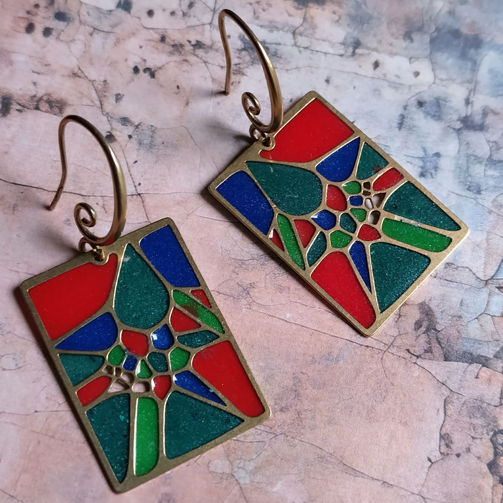 Thumbnail: Medieval Window earrings. Brass and Resin