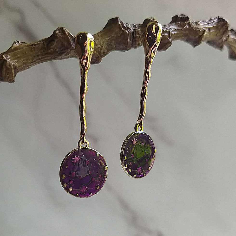Thumbnail: Astrology earrings. Brass and Resin