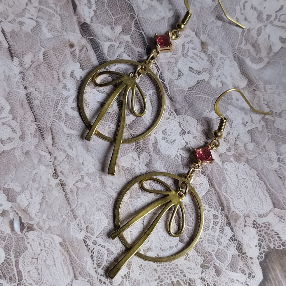 Thumbnail: Delicate Bow earrings. Brass and Glass