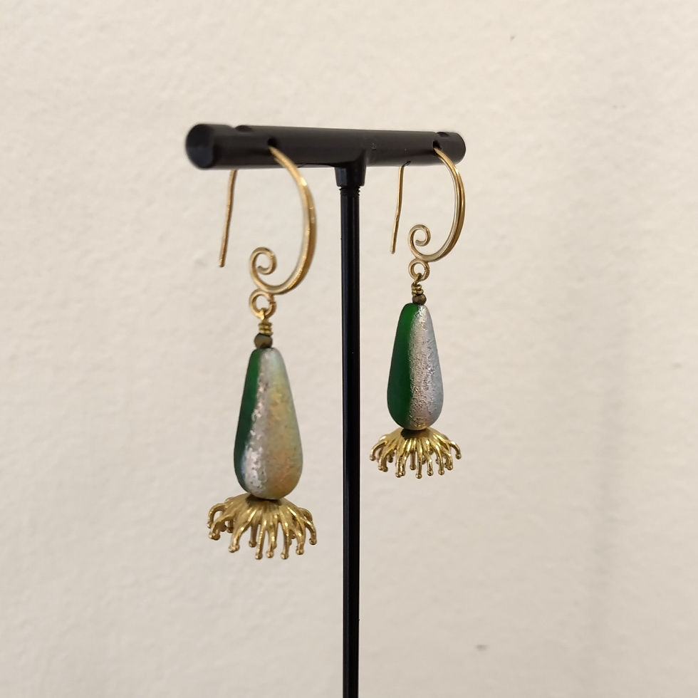 Thumbnail: Anemone earrings. Brass and glass