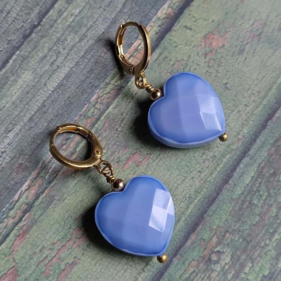 Thumbnail: Heart of Glass earrings. Brass and Glass