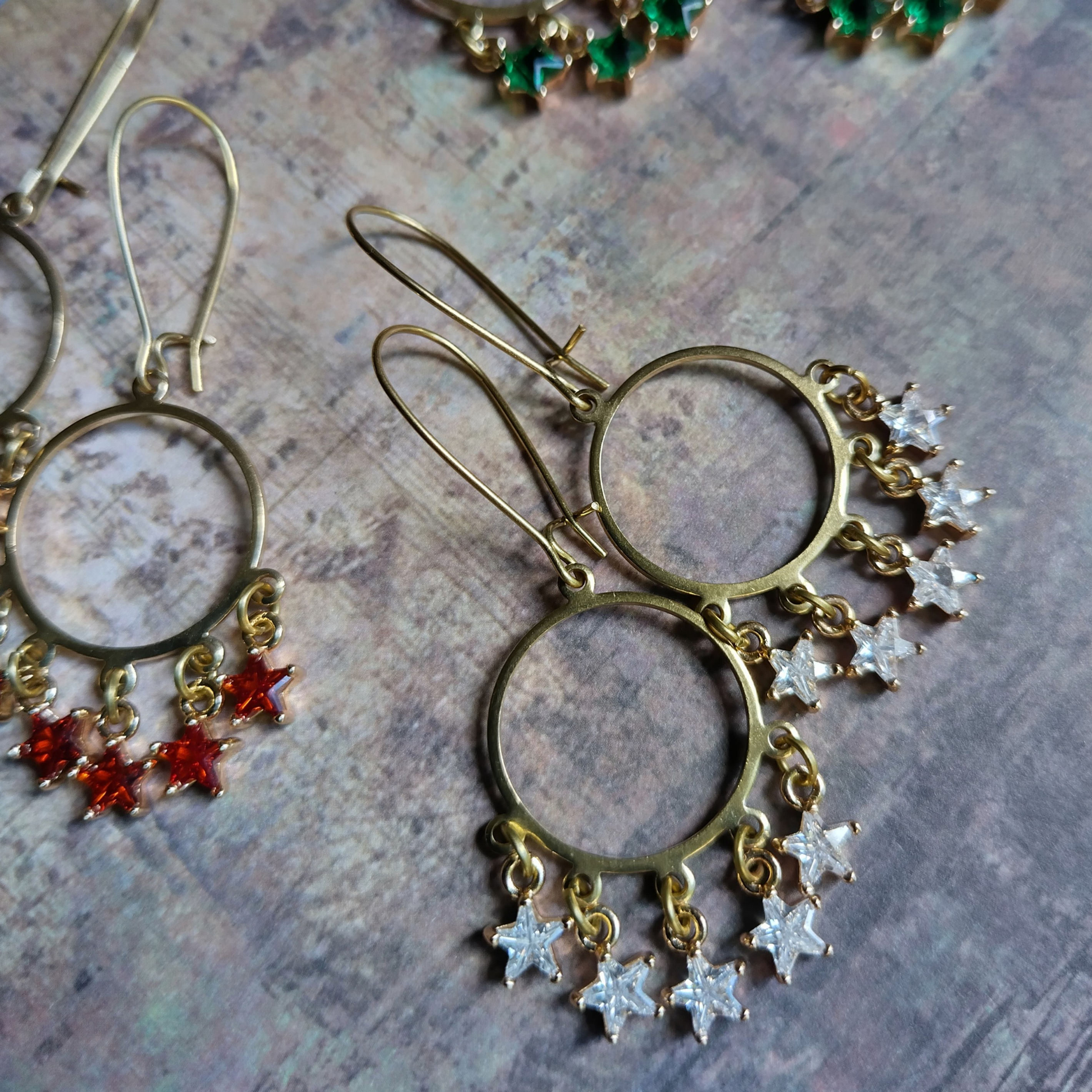 Enchanter Earrings. Brass and Glass