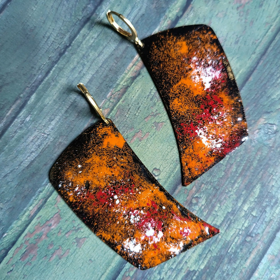 Thumbnail: Bon Fire earrings. Enamel on brass