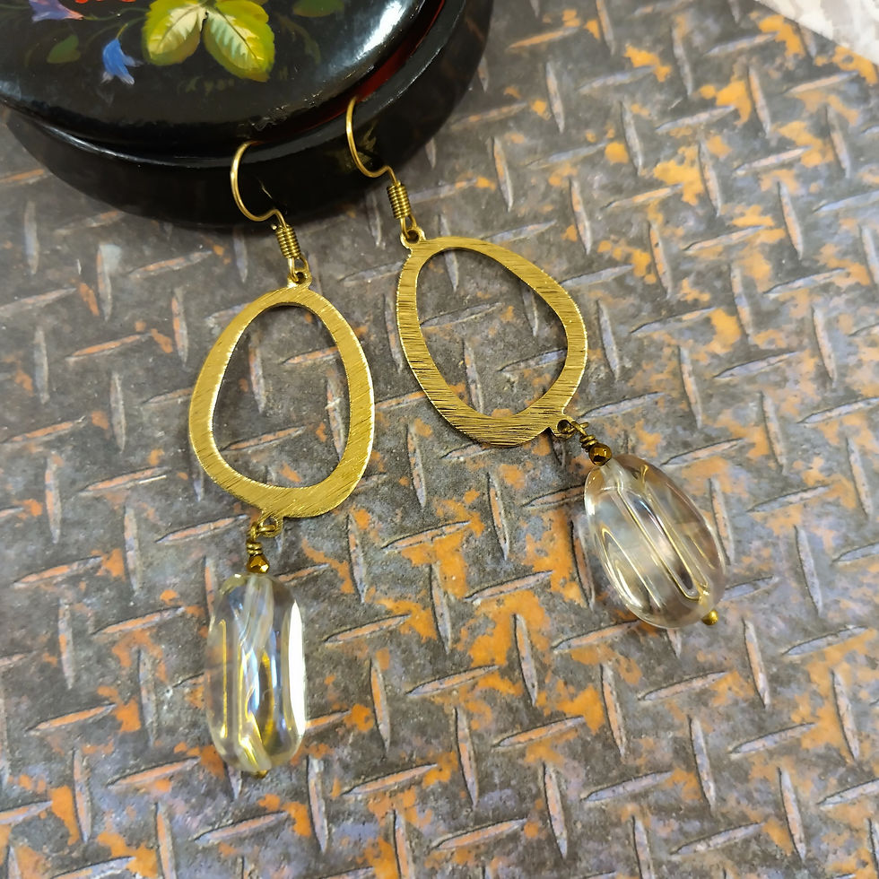 Thumbnail: Pebbles earrings. Brass and Glass