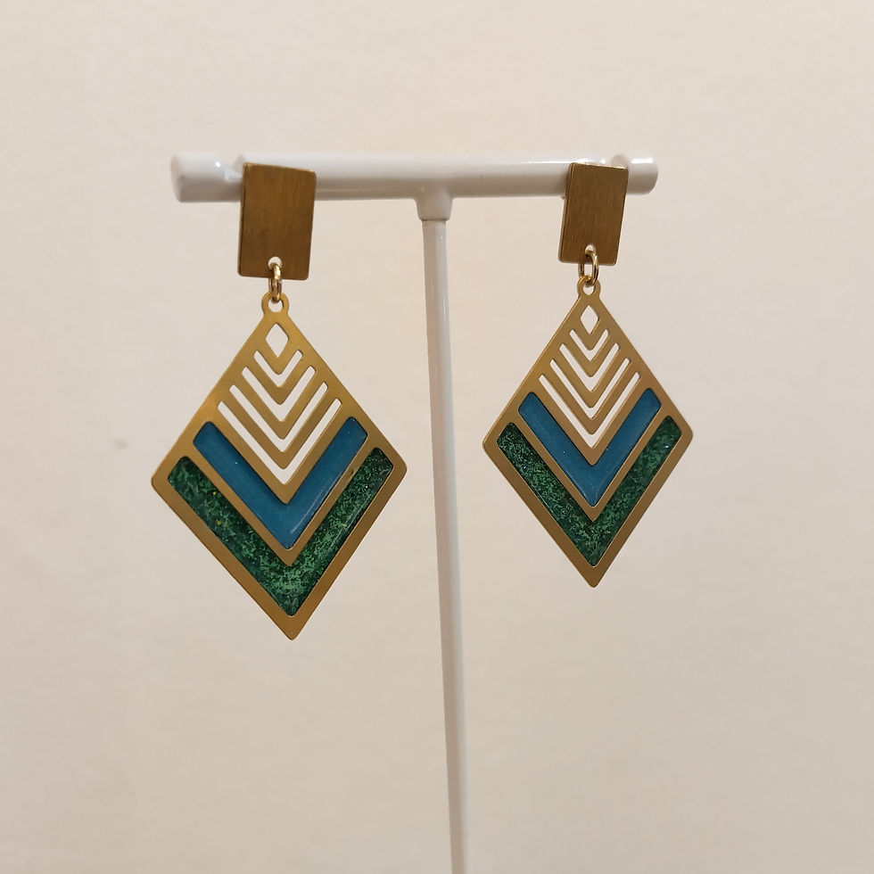 Thumbnail: Rhombus earrings. Brass and Resin