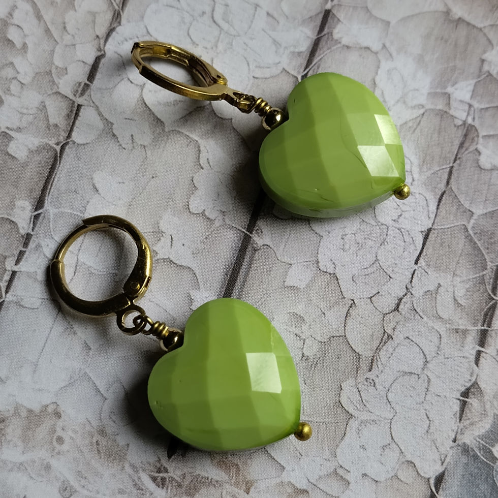 Thumbnail: Heart of Glass earrings. Brass and Glass