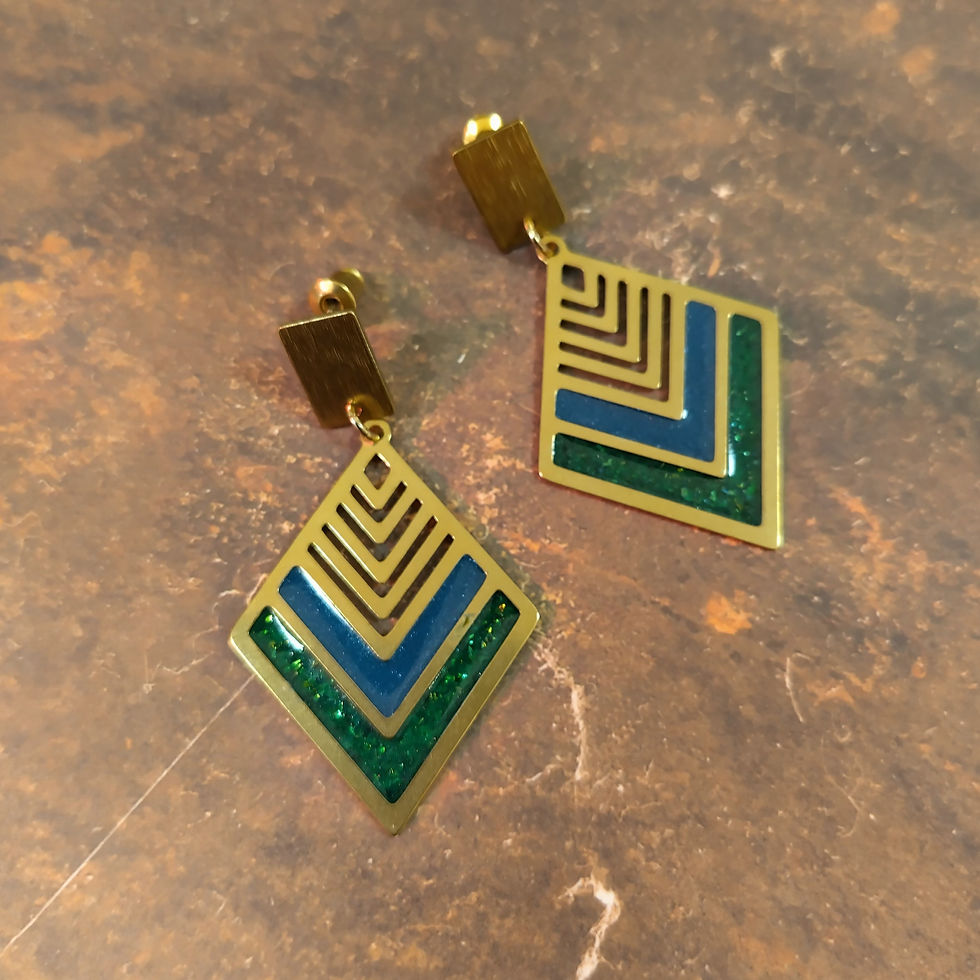 Thumbnail: Rhombus earrings. Brass and Resin