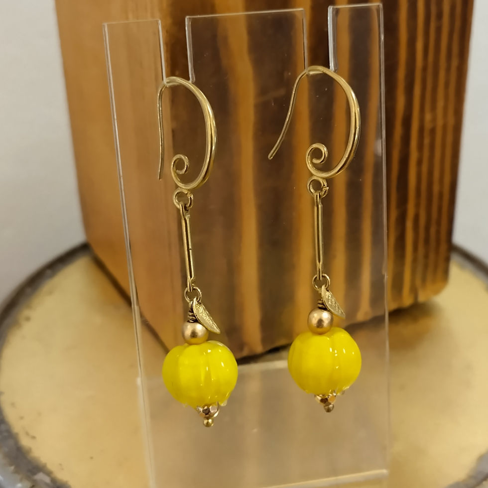 Thumbnail: Rose bud earrings. Brass and Glass