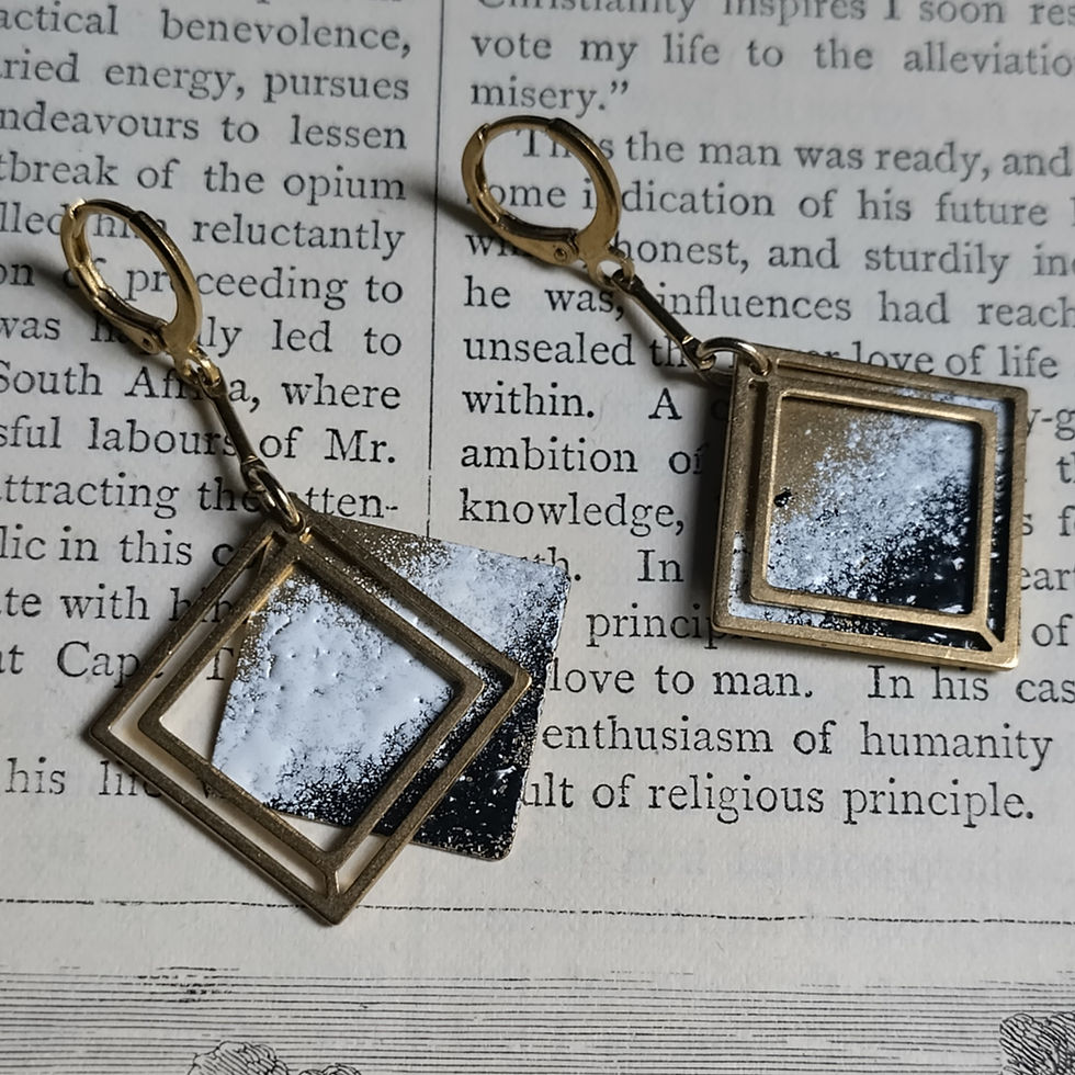 Thumbnail: Rhombus  earrings. Enamel on brass