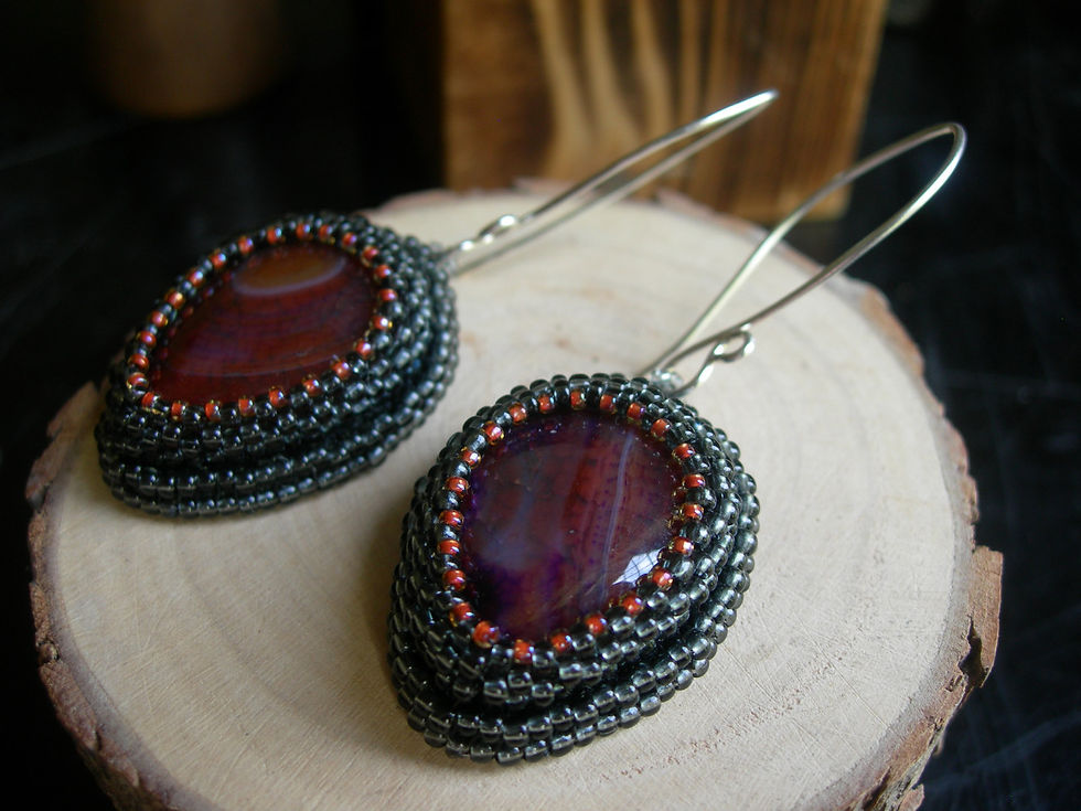 Thumbnail: Gem Earrings. Sterling silver and Agate stone