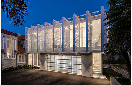 sunset picture of a modern house