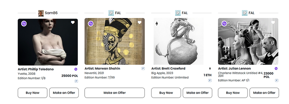 The Fine Art Ledger's Marketplace : Real-World Physical Art Managed and Authenticated with NFTs.
