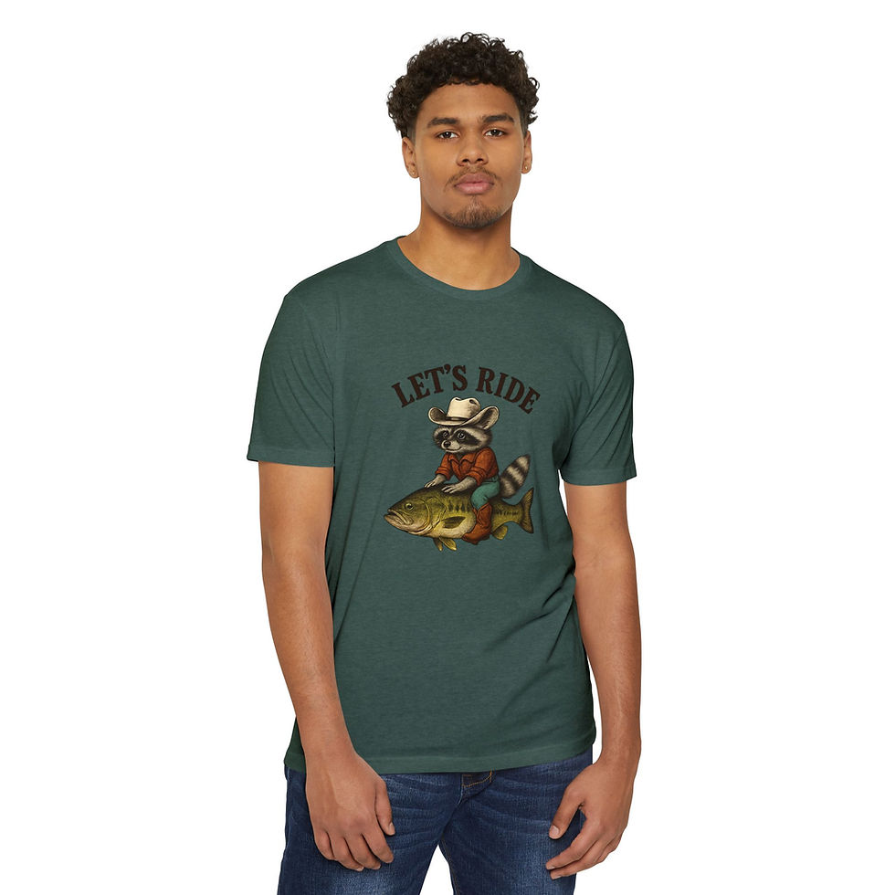 Thumbnail: Riding Raccoon Unisex T-Shirt, Vintage Animal Tee, Funny Cute Apparel