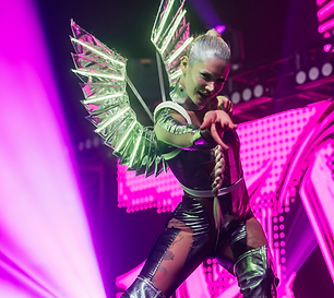 led wings gogo dancer performer on stage at contact festival