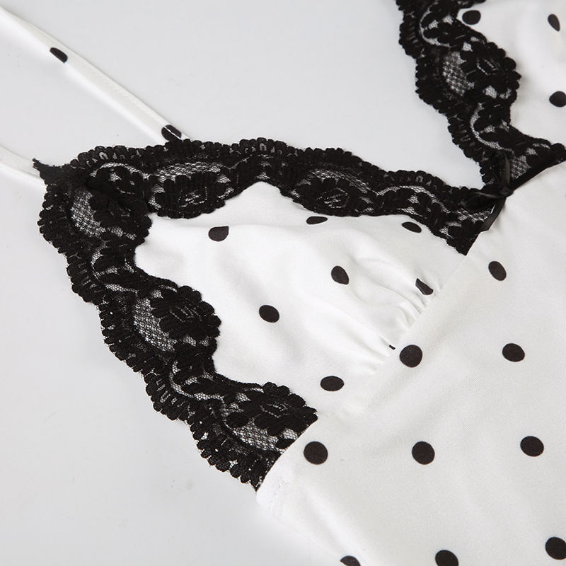 Thumbnail: Tossy Lace V-Neck Patchwork Maxi Dress Women Backless High Waist Slim Spaghetti 