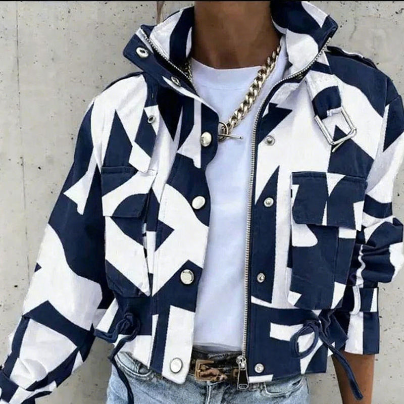 Thumbnail: 2026 New Arrival Women's Anorak Jacket Long Sleeve Button Down Crop Top with Adj