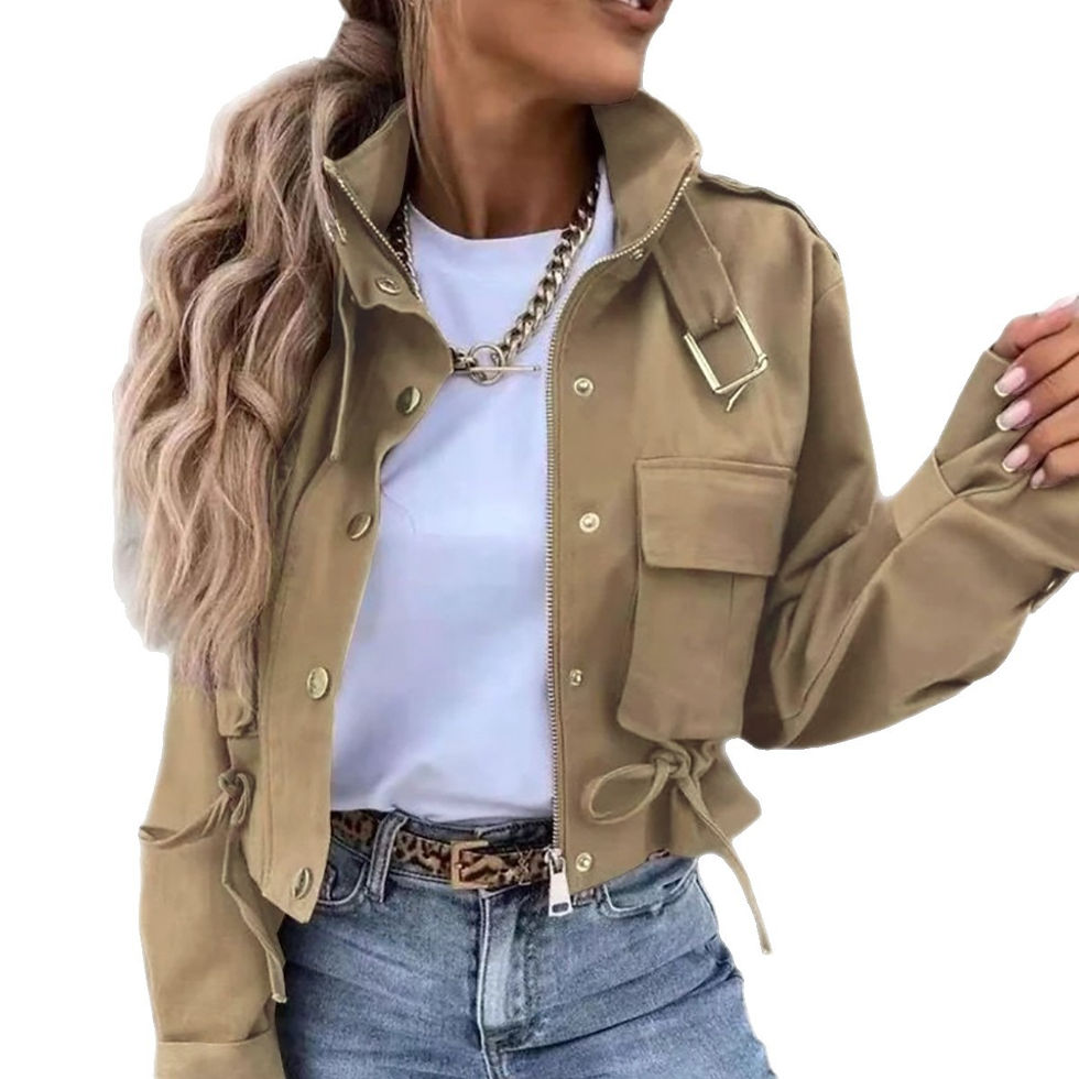 Thumbnail: 2026 New Arrival Women's Anorak Jacket Long Sleeve Button Down Crop Top with Adj