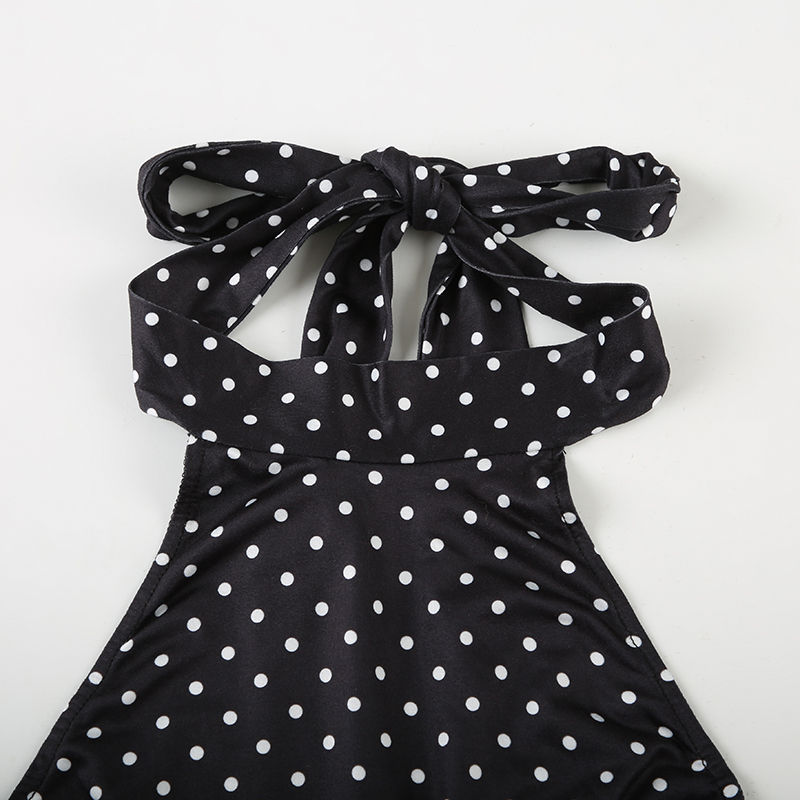 Thumbnail: SUCHCUTE Sexy Polka Dot Print Halter Dress For Women Elegant Party Slim Backless