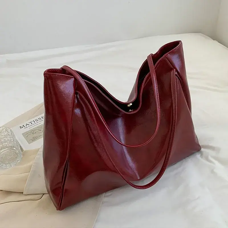 Women Tote Bag Fashion Underarm Pouch Large Capacity Soft Pu Leather Shoulder Ba