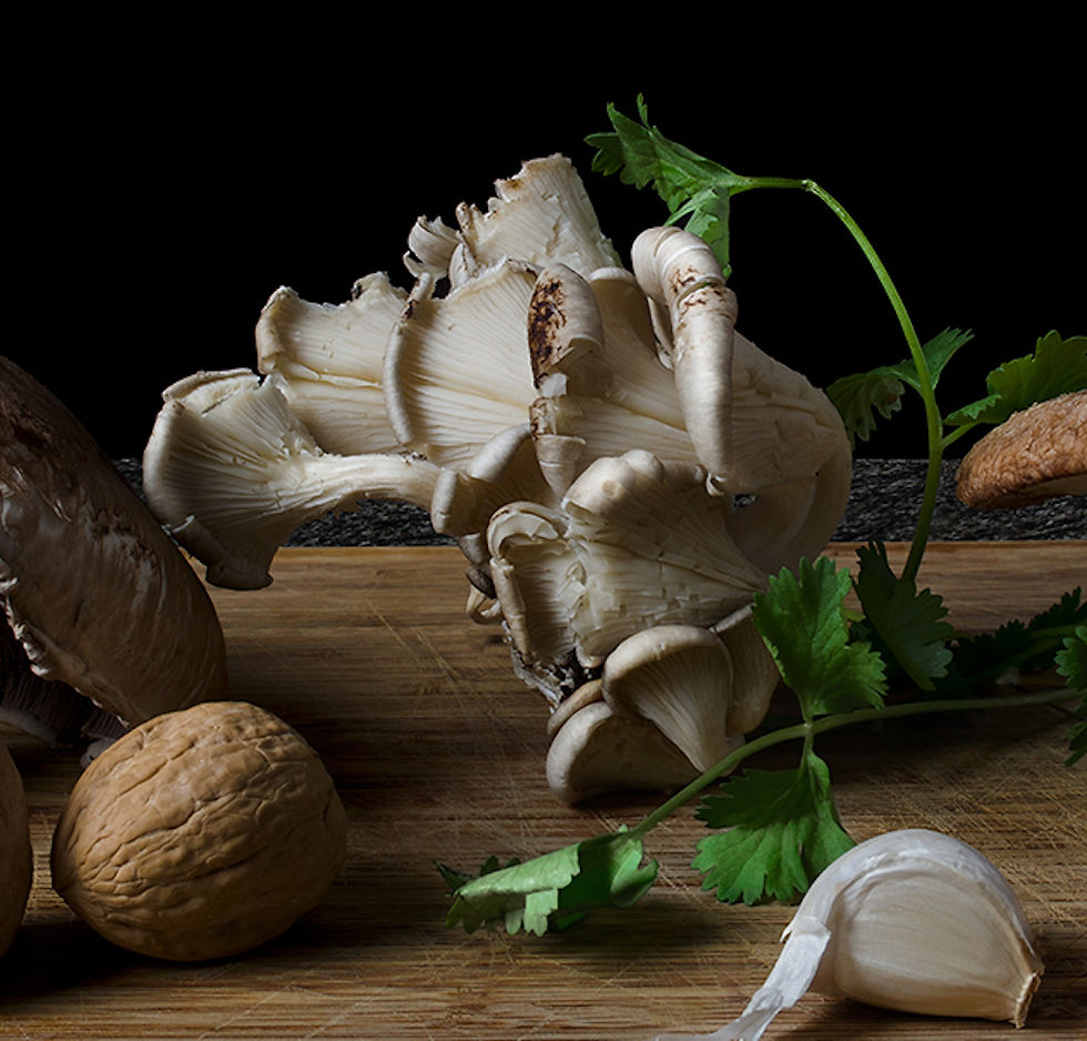 Thumbnail: Hongos con Ajo. From The bodegones series still life color photography, contemporary art