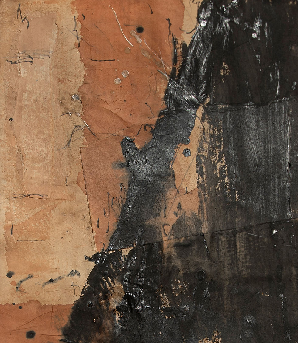 Thumbnail: Oil stick, wax, acrylic, and organic handmade ink on washi paper layers On Hansen mix media works on paper abstract