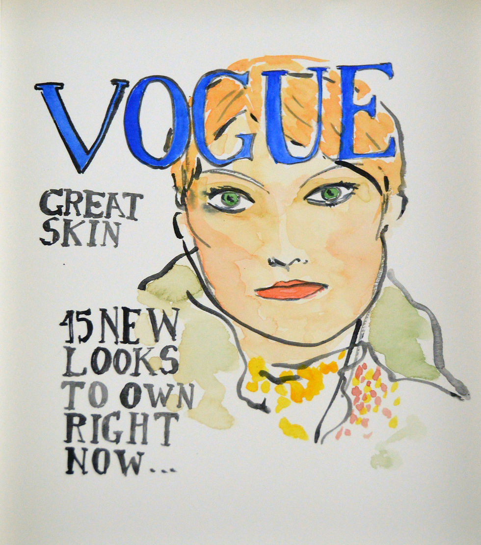 Watercolor fashion drawings on archive paper figurative models