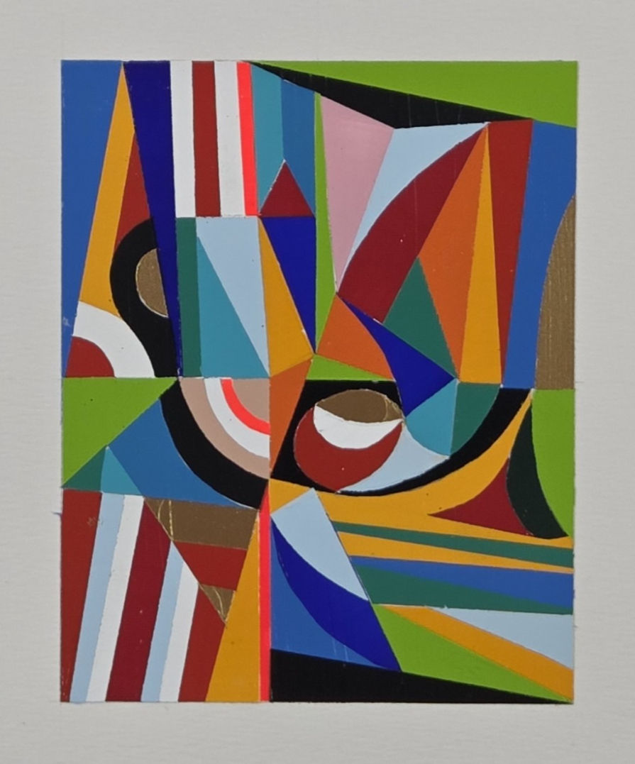 Acrylic paint on paper abstract painting color Geometric Contemporary Pop Patterns
