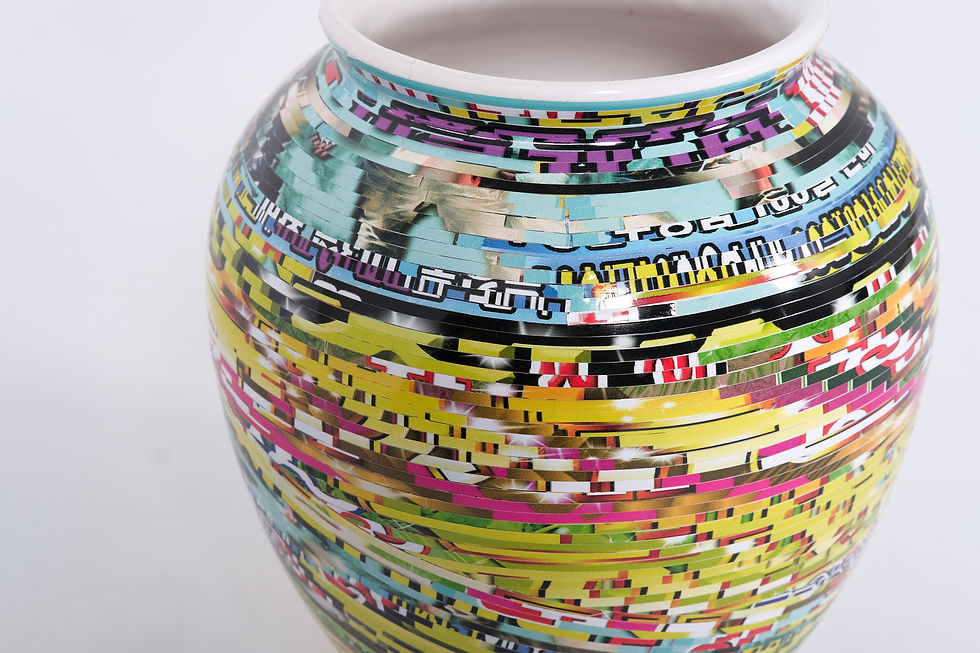 Thumbnail: Jjirasi Vase, Ceramic, PVC Sticker and Resin, sculptures vessel design sculpture