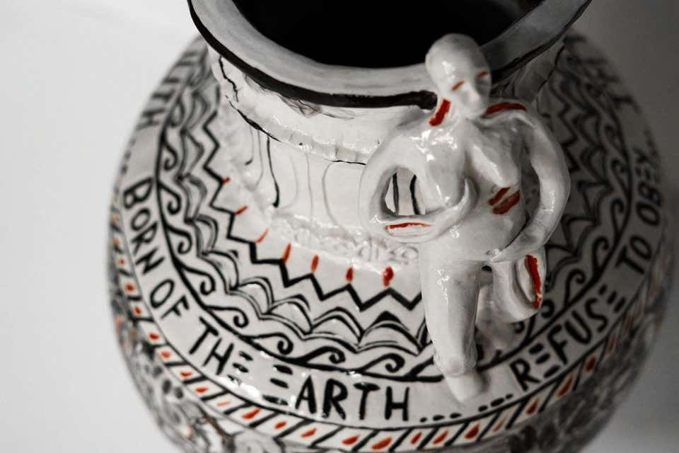 Thumbnail: Alex Hodge, Hand-built and carved porcelain vase, sculpture, contemporary art